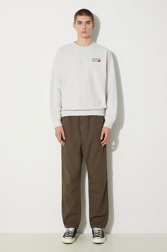 New Balance cotton sweatshirt Athletics Premium Logo Crew MT41547AHH gray AW24