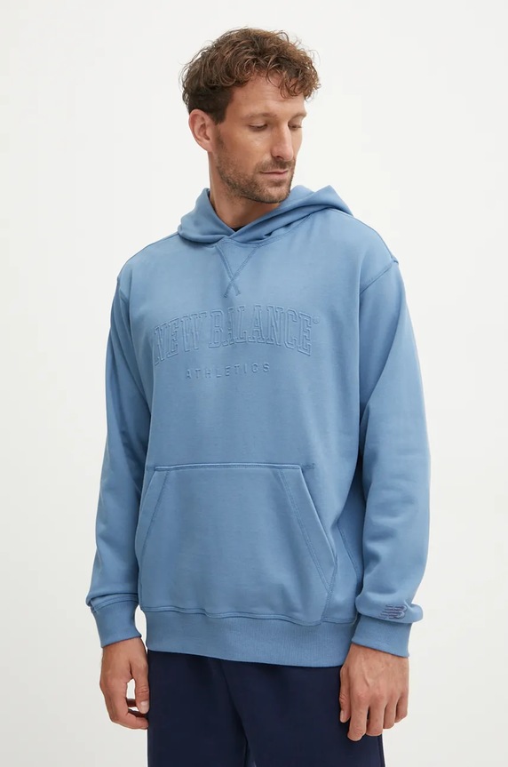 New Balance bluza bawełniana bawełna niebieski MT43500HEB