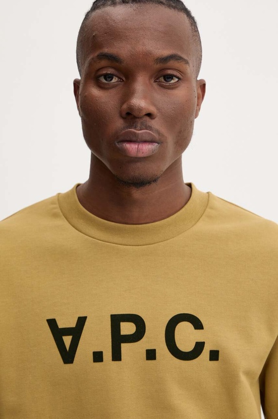 Bavlnená mikina A.P.C. sweat standard grand vpc GOTS žltá COHBN.M27907