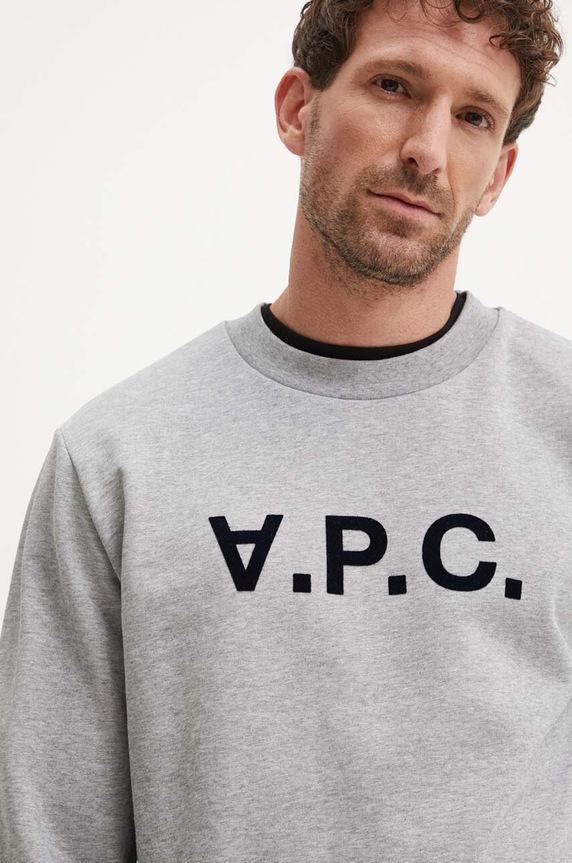 Бавовняна кофта A.P.C. sweat standard grand vpc GOTS сірий COHBN.M27907