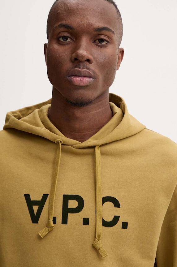 Bavlnená mikina A.P.C. hoodie standard grand vpc GOTS žltá COHBN.M27908