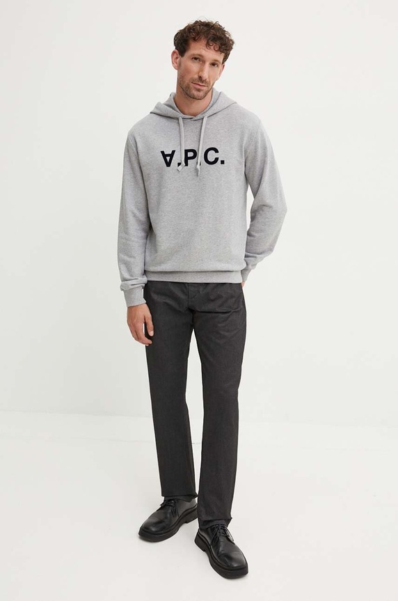 Βαμβακερή μπλούζα A.P.C. hoodie standard grand vpc GOTS COHBN.M27908 γκρί AW24