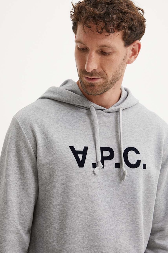 Βαμβακερή μπλούζα A.P.C. hoodie standard grand vpc GOTS γκρί COHBN.M27908