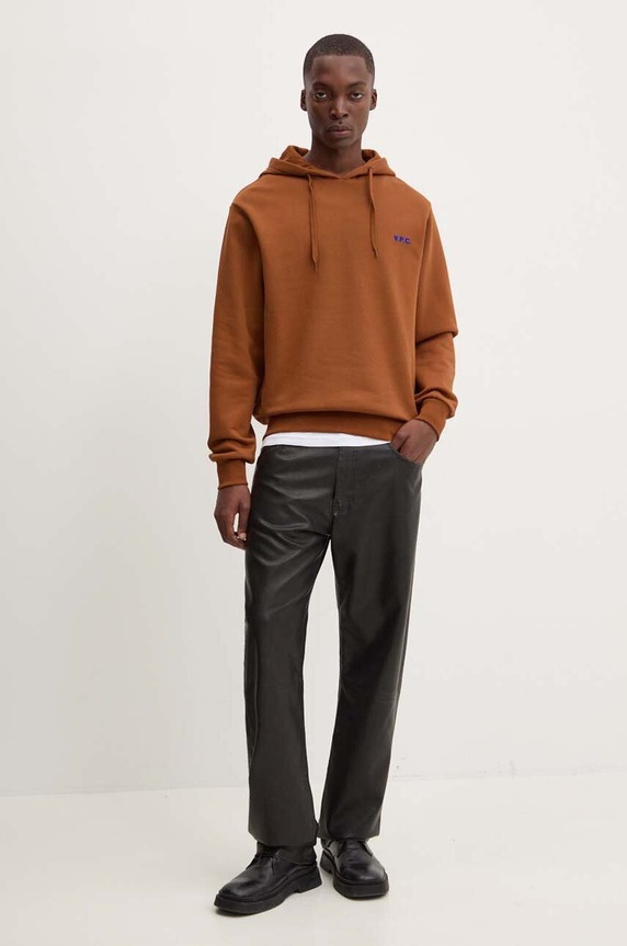 A.P.C. hanorac de bumbac hoodie boxy petit vpc COHBR.H27917 maro AW24