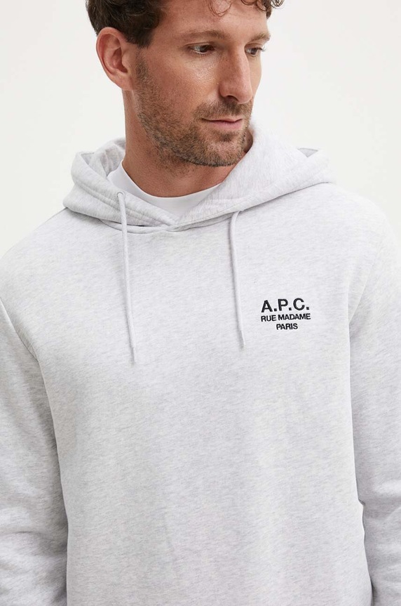 Суичър A.P.C. hoodie standard rue madame GOTS сив COHBV.M27914