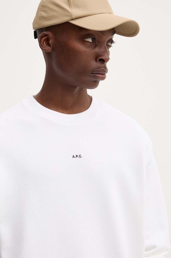 A.P.C. bluza bawełniana sweat boxy micro logo GOTS COHBX.H27910 biały