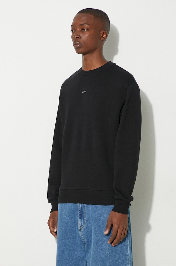 A.P.C. bluza bawełniana sweat boxy micro logo GOTS czarny COHBX.H27910