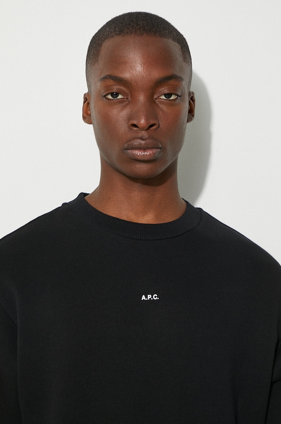 A.P.C. bluza bawełniana sweat boxy micro logo GOTS COHBX.H27910 czarny