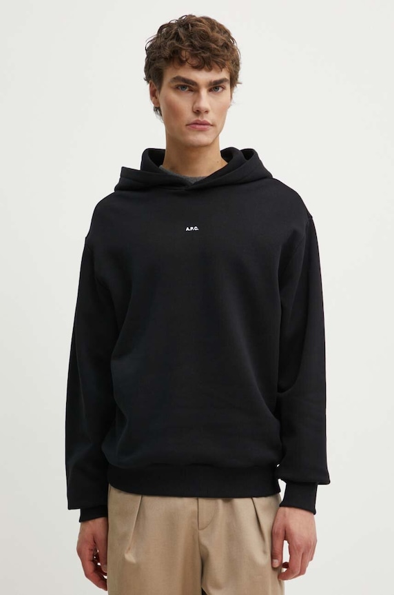 A.P.C. hanorac de bumbac hoodie boxy micro logo GOTS uni negru COHBX.H27911