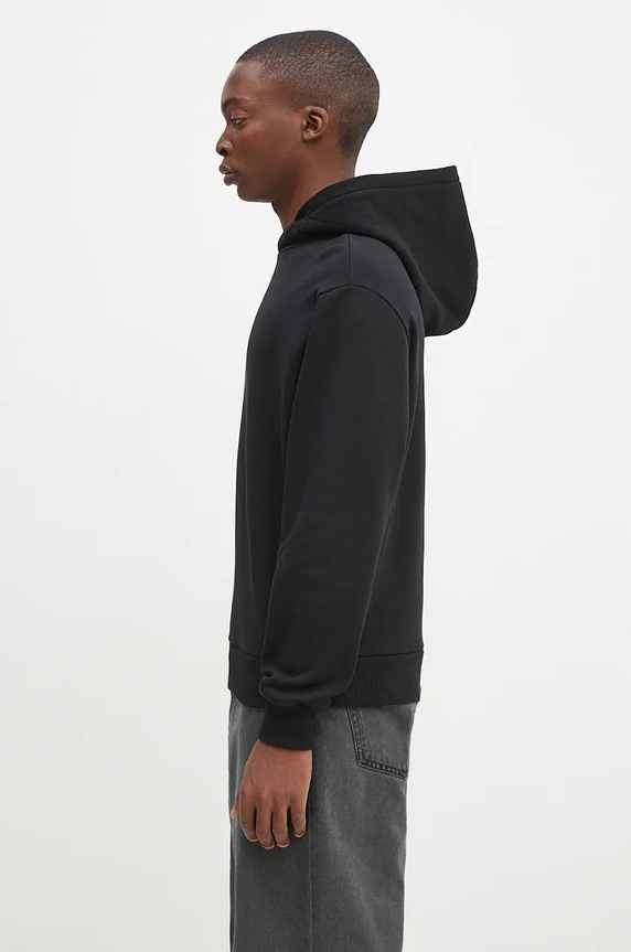 A.P.C. bluza bawełniana hoodie boxy micro logo GOTS COHBX.H27911 czarny AW24