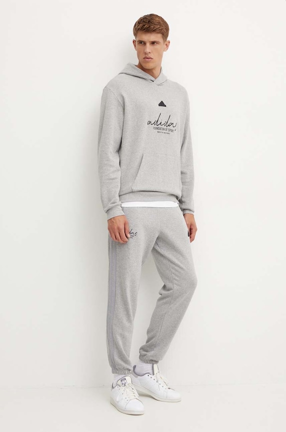 adidas bluza bawełniana Brand Love IX1316 szary AW24