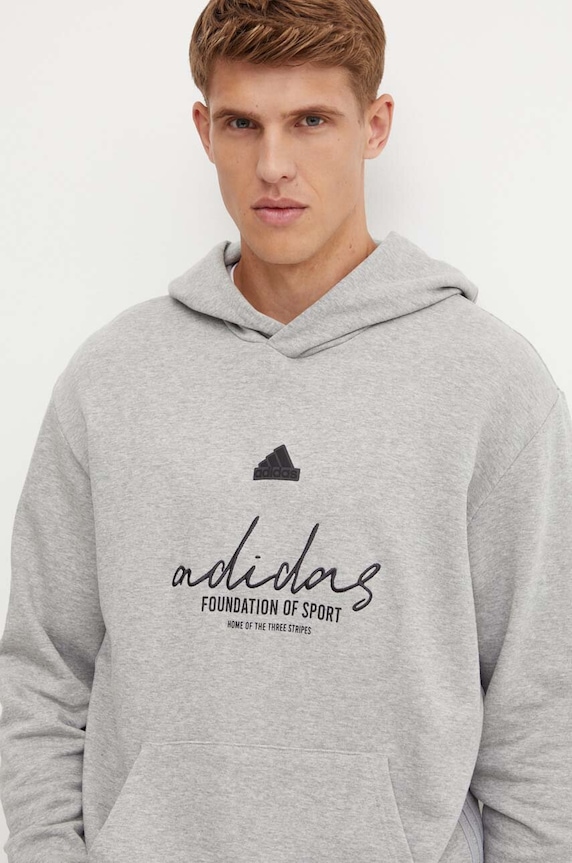 adidas bluza bawełniana Brand Love szary IX1316