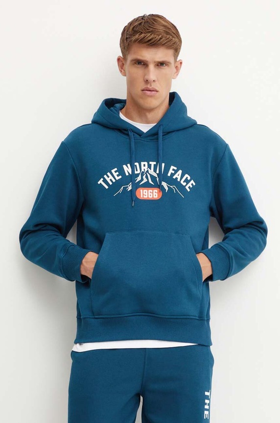 Dukserica The North Face Hoodie Varsity Graphic s kapuljačom tirkizna NF0A89DJ1NO1