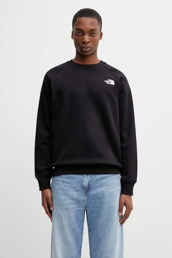 Суичър The North Face Raglan Redbox Crew надпис черен NF0A89FAJK31
