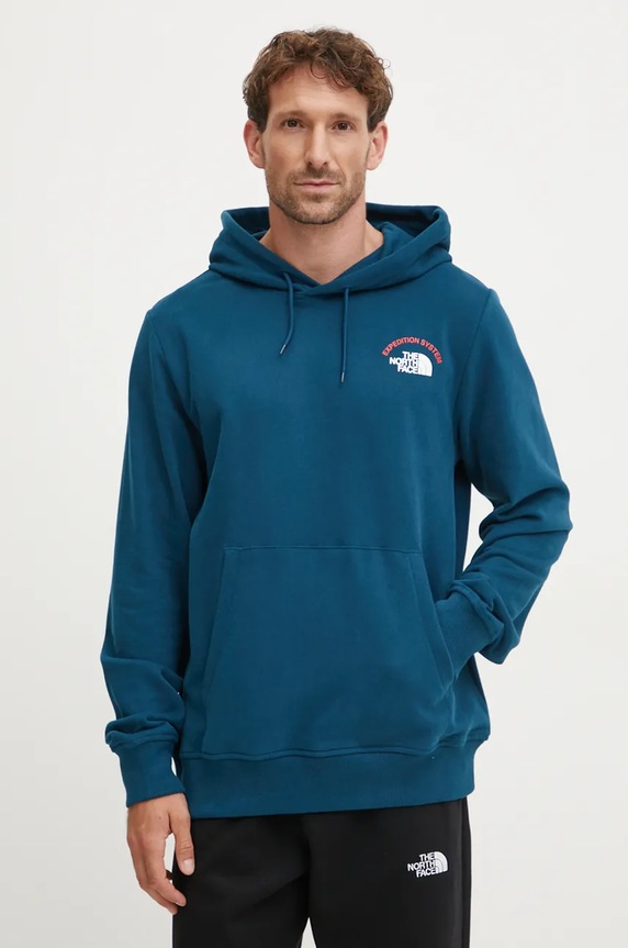The North Face bluza bawełniana Expedition System nadruk turkusowy NF0A89DE1NO1