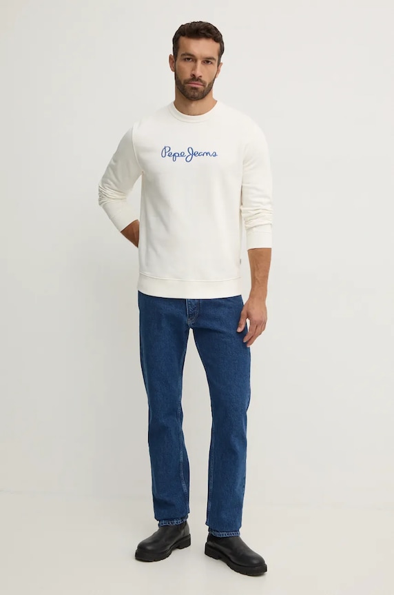 Pepe Jeans bluza bawełniana NEW JOE CREW PM582715 biały AW24