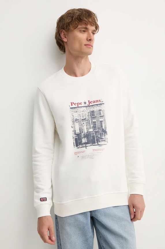 Хлопковая кофта Pepe Jeans SOREN CREW хлопок бежевый PM582724