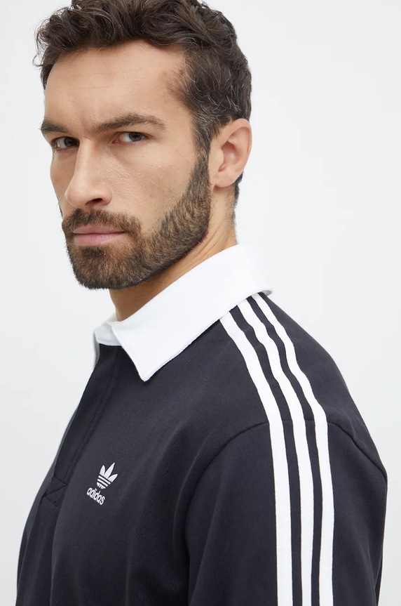 Bavlněné tričko s dlouhým rukávem adidas Originals Adicolor černá IZ4806