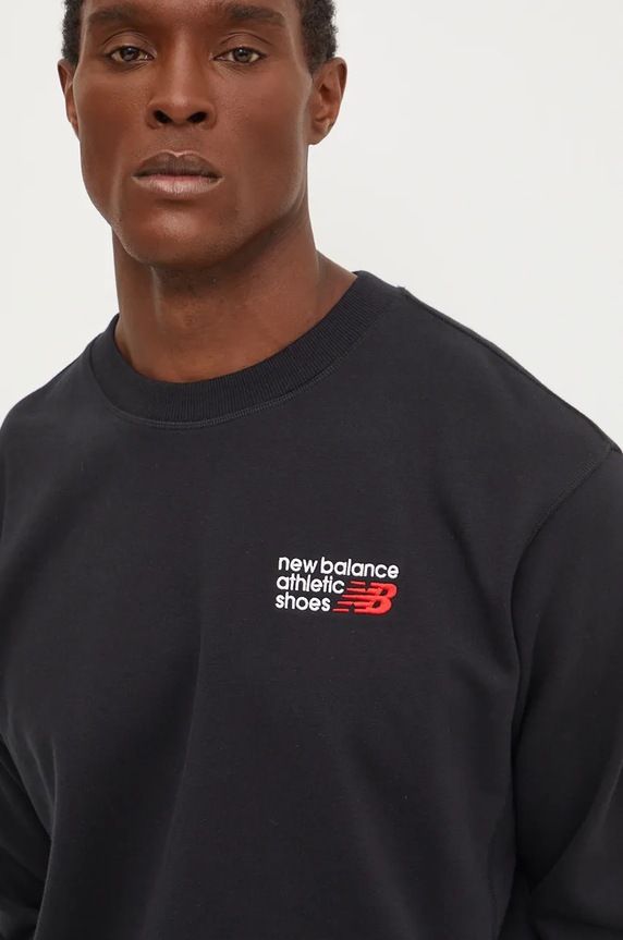 Bavlněná mikina New Balance černá MT41547BK