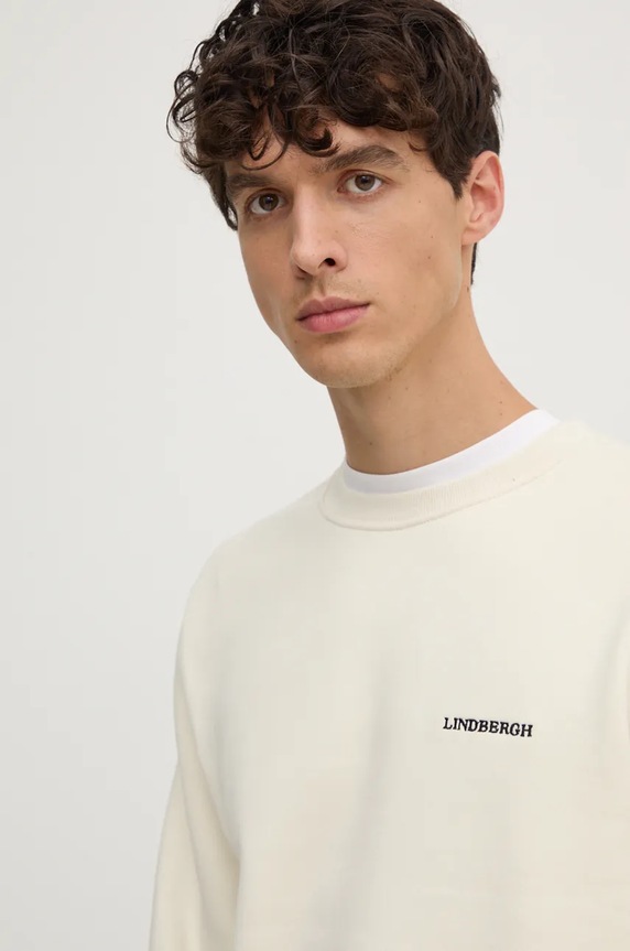 Памучен суичър Lindbergh бежов 30.725001A.BEIGE