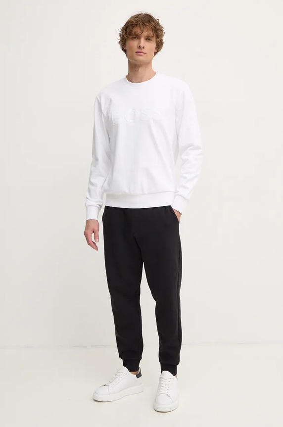 Βαμβακερή μπλούζα BOSS 50524360 λευκό NC24