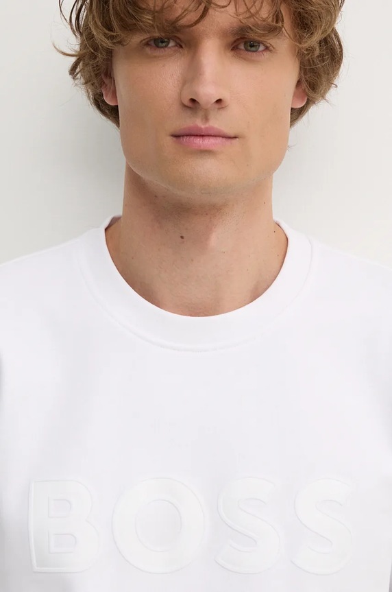 Βαμβακερή μπλούζα BOSS λευκό 50524360
