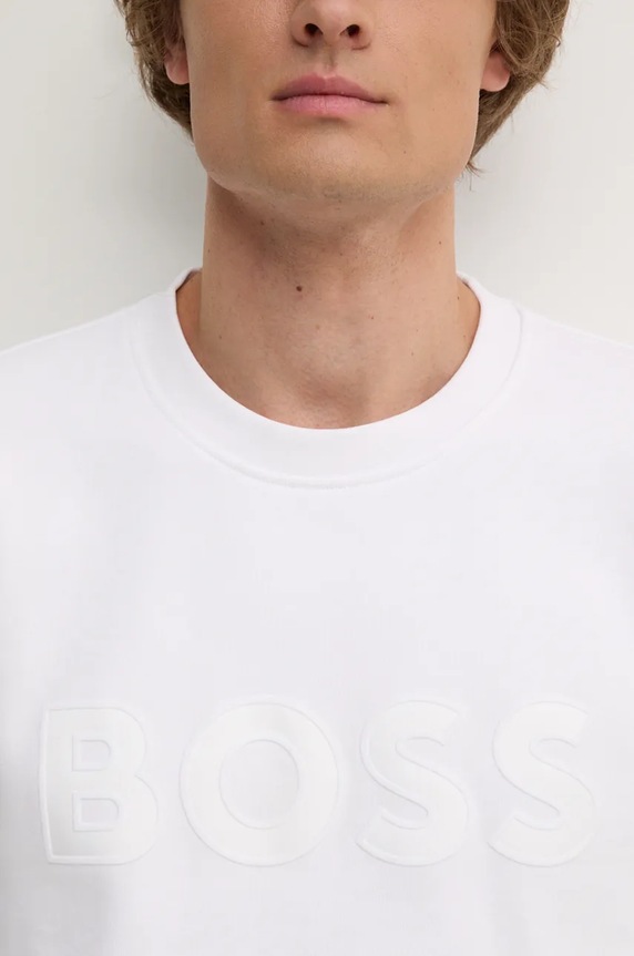 Βαμβακερή μπλούζα BOSS 50524360 λευκό