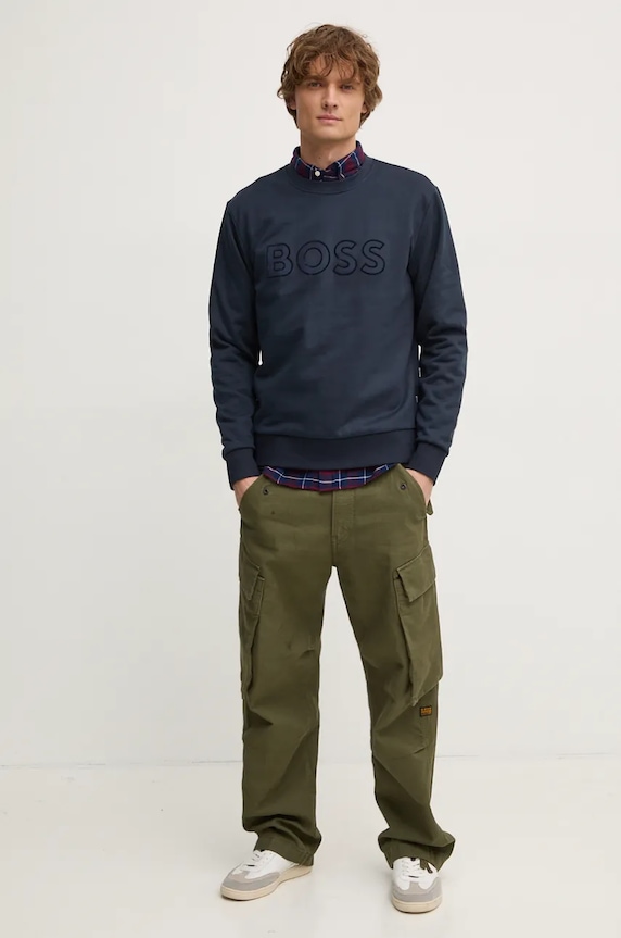 BOSS bluza bawełniana 50524360 granatowy NC24
