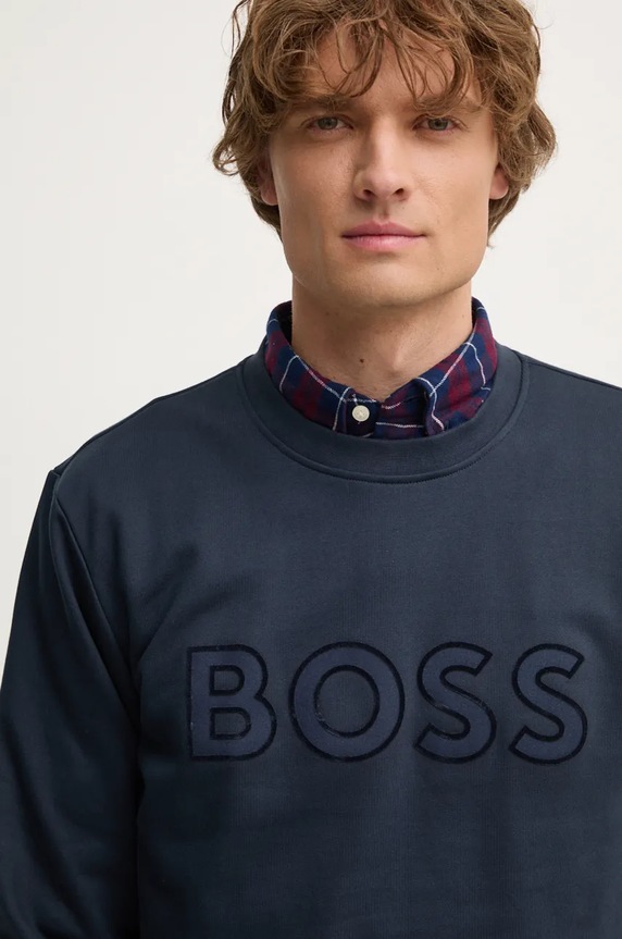 BOSS bluza bawełniana granatowy 50524360