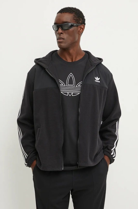 Fleecová mikina adidas Originals Fleece Hoodie s kapucí černá IZ4802