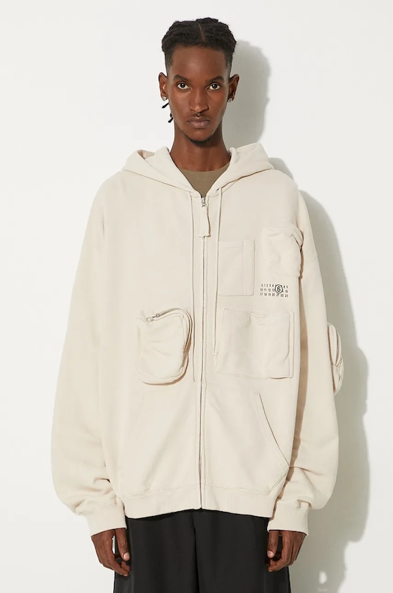 MM6 Maison Margiela hanorac de bumbac uni bej SH0HG0003.M25003