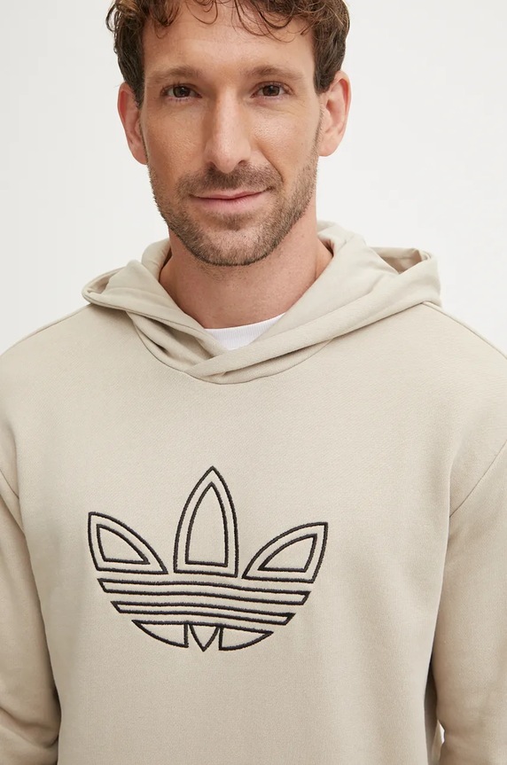 adidas Originals hanorac de bumbac Outline Hoodie bej JJ1505