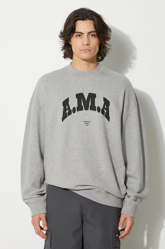 Marcelo Burlon bluza bawełniana Ama Comfort Crewneck nadruk szary CMBA097F24FLE0030810