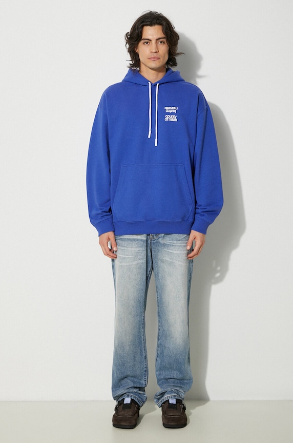 Dukserica Marcelo Burlon MBCM Slogan Comfort Hoodie CMBB106F24FLE0064501 plava AW24