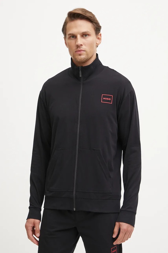 Mikina HUGO Laze Zip Jacket bavlna čierna 50525245