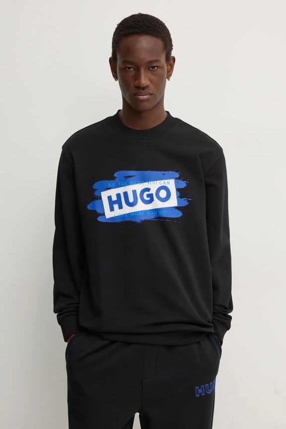 HUGO Blue bluza bawełniana nadruk czarny 50525316