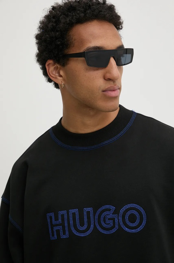 HUGO Blue bluza bawełniana czarny 50530046