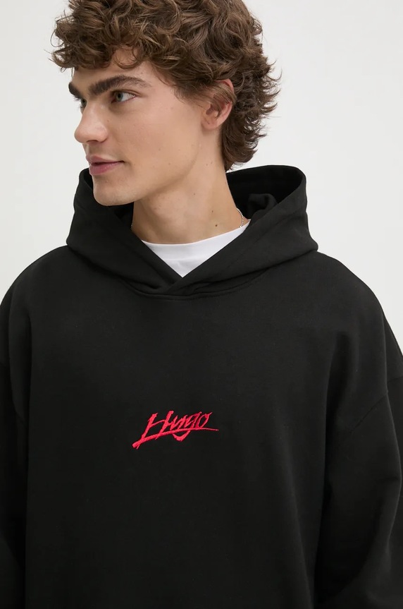 HUGO hanorac de bumbac negru 50521070