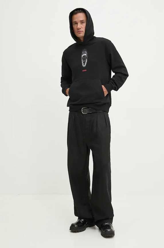 HUGO bluza bawełniana 50525054 czarny AW24