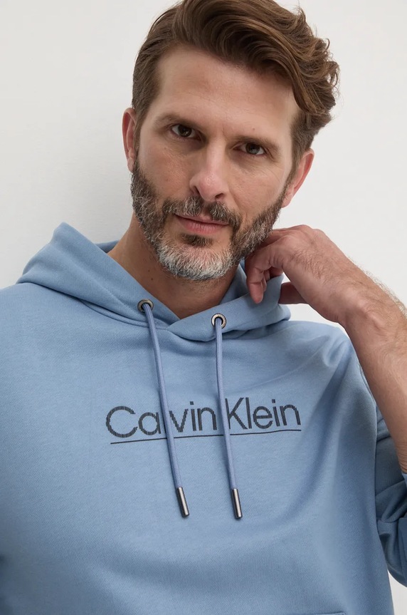 Pamučna dukserica Calvin Klein plava K10K113576