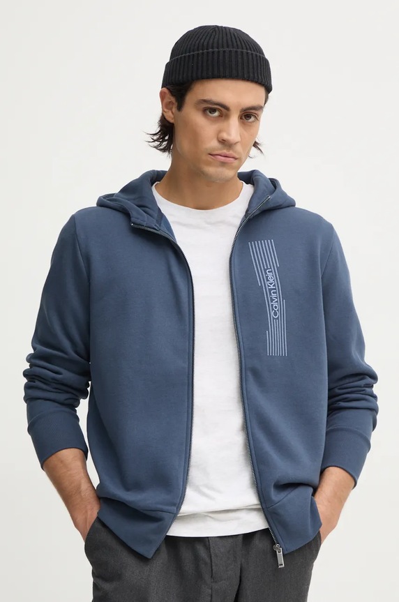 Суичър Calvin Klein с качулка син K10K113550