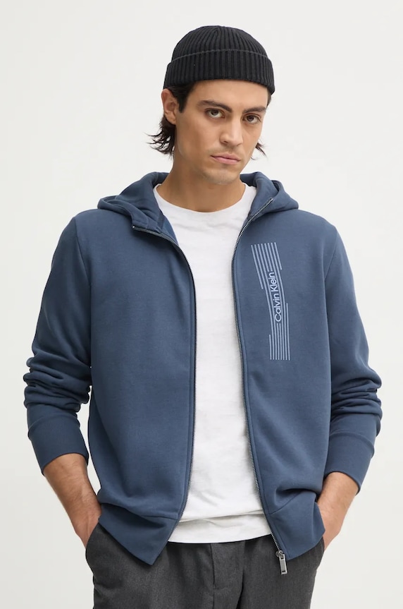 Суичър Calvin Klein с качулка син K10K113550