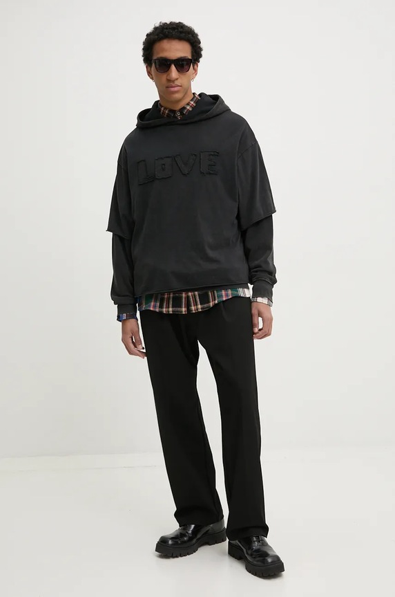 Памучен суичър Desigual NUEVOMEXICO 24WMSK19 черен AW24