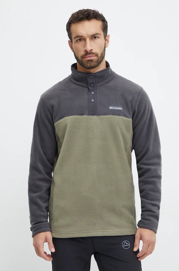 Αθλητική μπλούζα Columbia Steens Mountain Half Snap εμπριμέ πράσινο 2097721