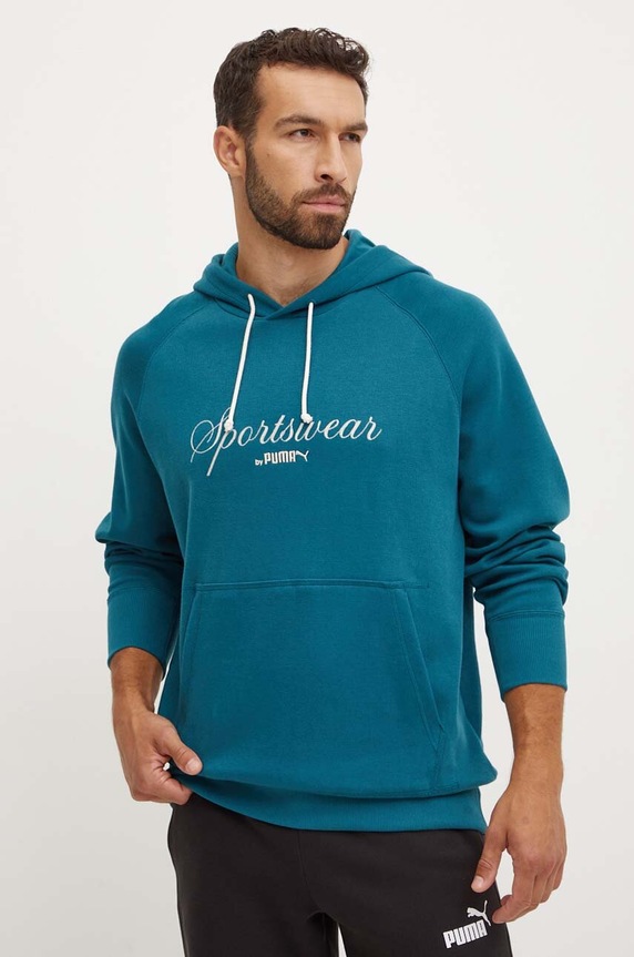 Puma bluza bawełniana nadruk turkusowy 626722