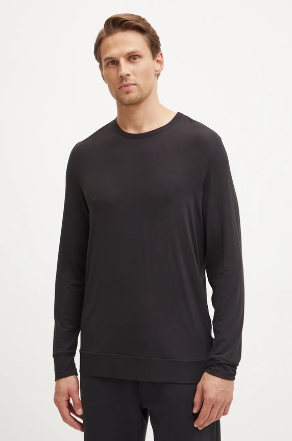 Calvin Klein Underwear longsleeve piżamowy dzianina czarny 000NM2234E