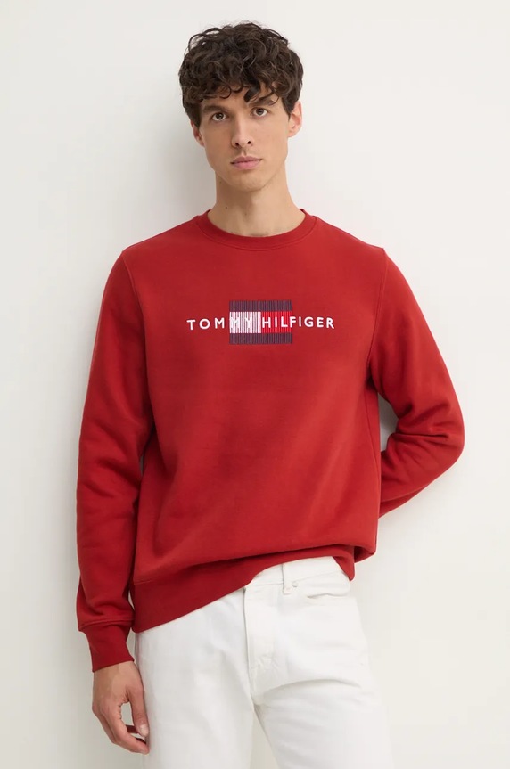 Μπλούζα Tommy Hilfiger απλικέ κόκκινο MW0MW35541