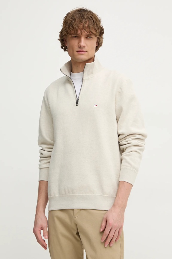 Dukserica Tommy Hilfiger bez uzorka bež MW0MW37233