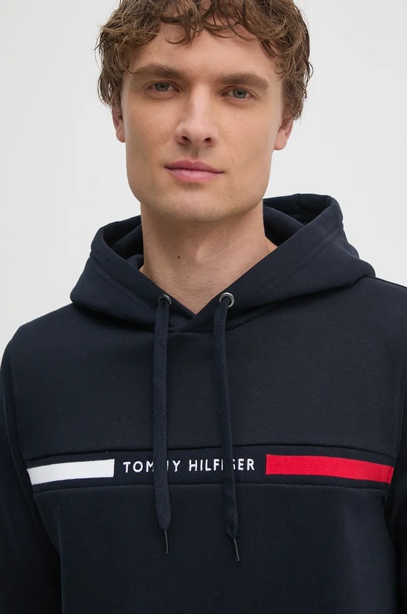 Pulover Tommy Hilfiger S kapuco mornarsko modra MW0MW37361