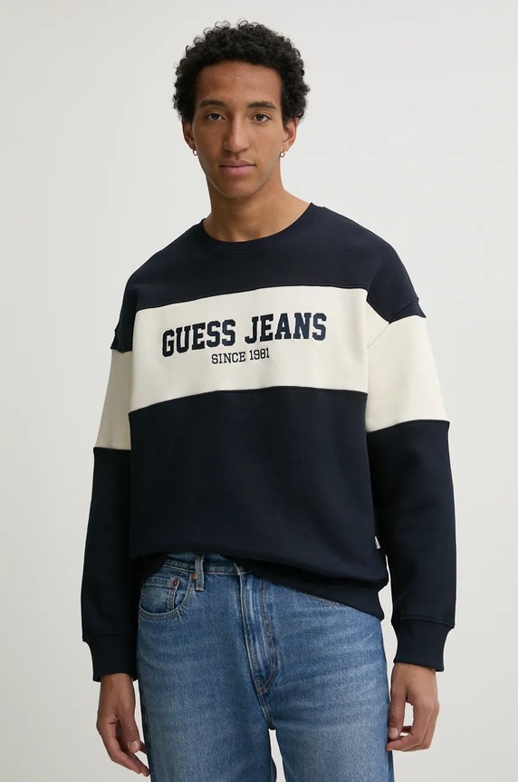 Mikina Guess Jeans bez kapucne tmavomodrá M4BQ39.K9V31